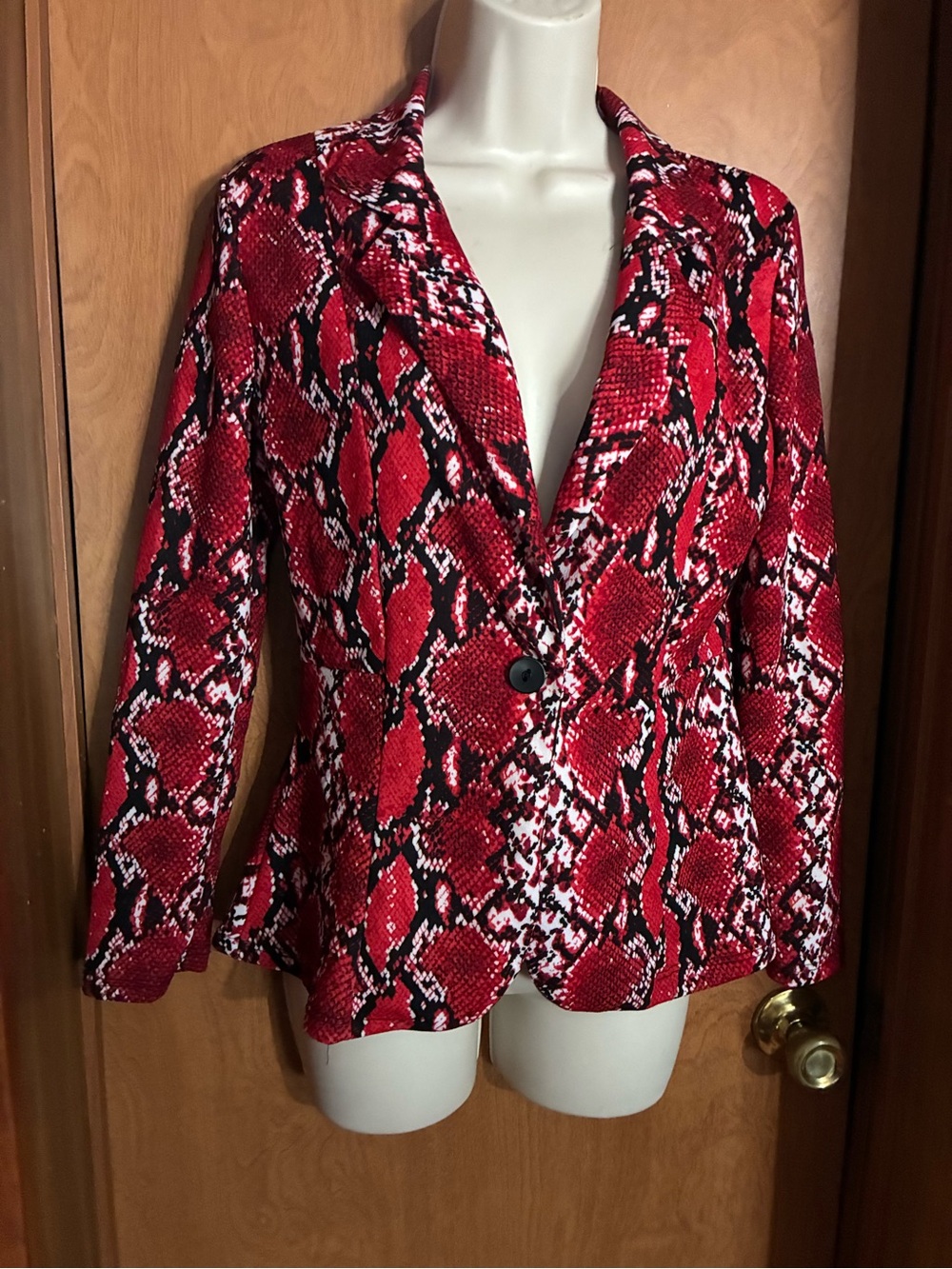 Ashley Blue Red Snake-Print Blazer Jacket
